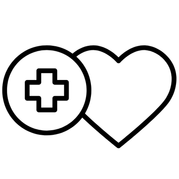 Black heart and cross symbol on a white background